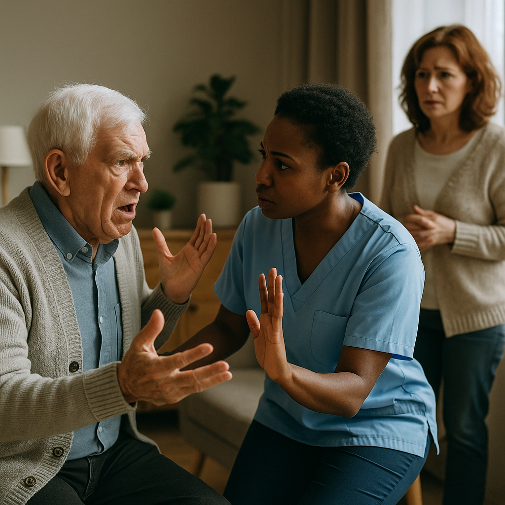Infirmière parlant avec un patient anxieux