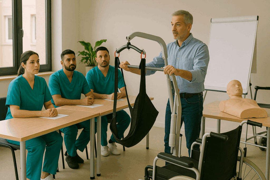 Formation médicale sur l'utilisation d'un lève-personne.